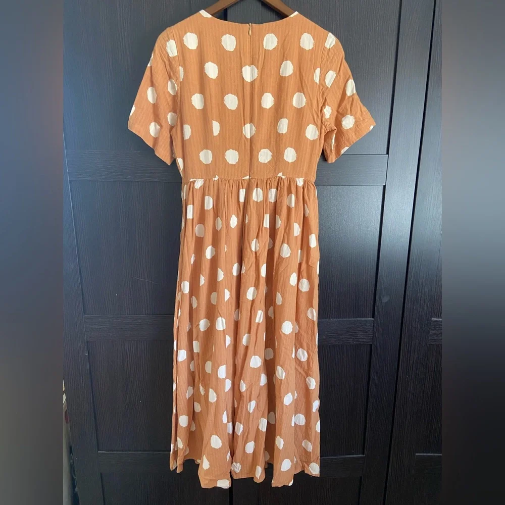 Roolee - The Josie Maxi Orange and White Polka Dot Dress - Picture 3 of 5